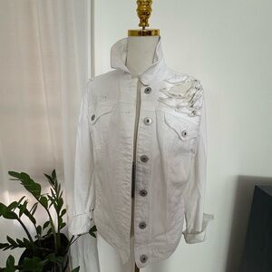 Upcycled white denim jacket